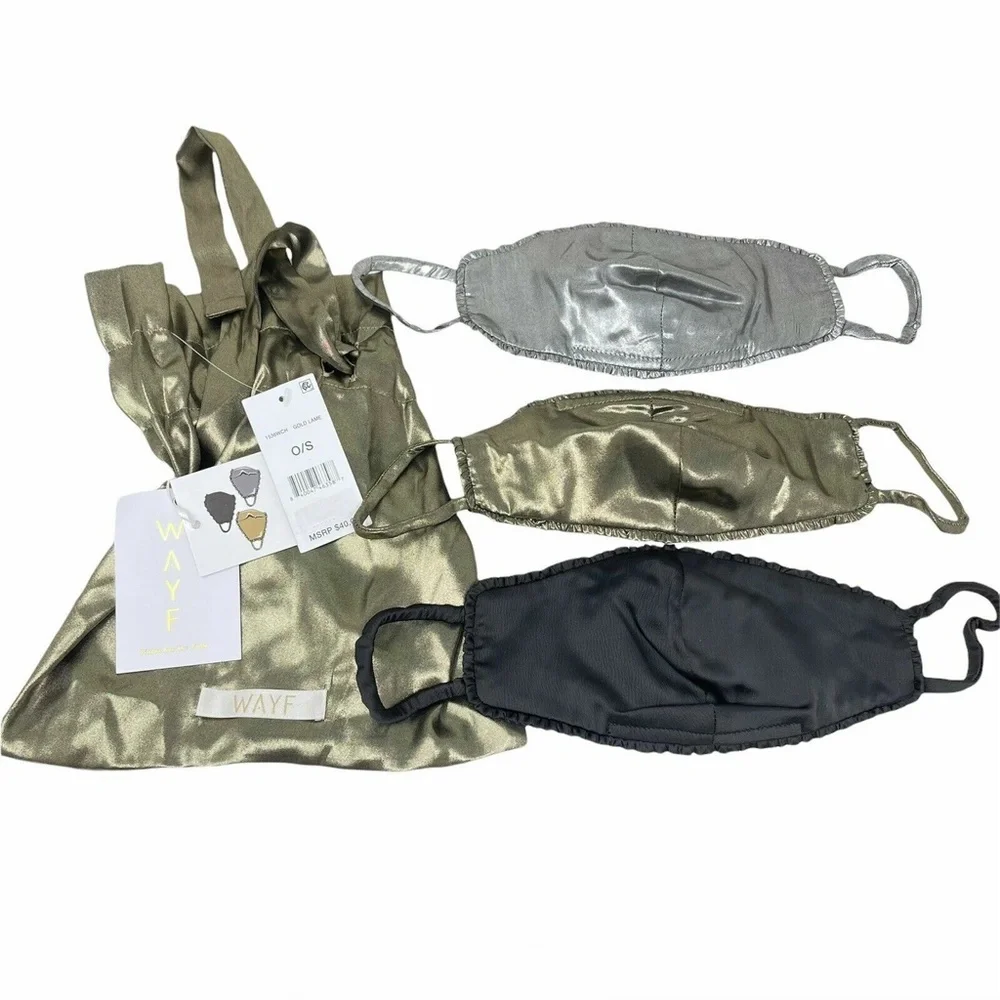 WHOLESALE LOT of 5 WAYF Mask & Carrying Bag 4-Piece Sets, Gray/Silver/Black